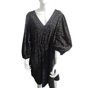 Ava & Viv Women's Size 1X Floral Puff sleeve Ribbed Casual Feminine Boho Dress‎